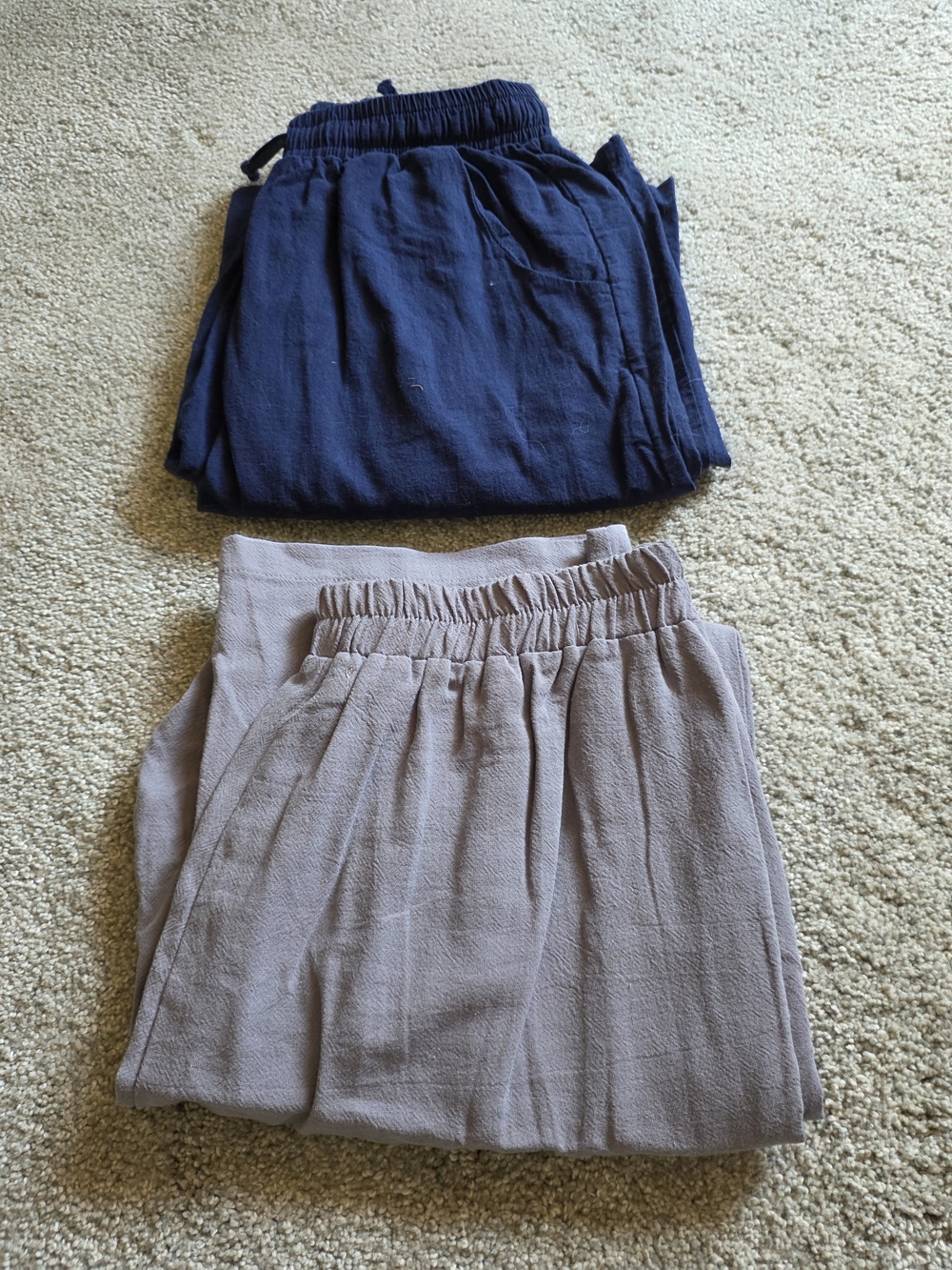 Summer Pants Bundle - Linen Elastic Waist Pants Navy and Gray